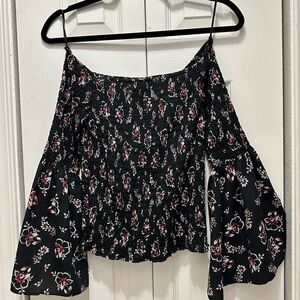 Express Black Floral‎ Off-Shoulder Blouse